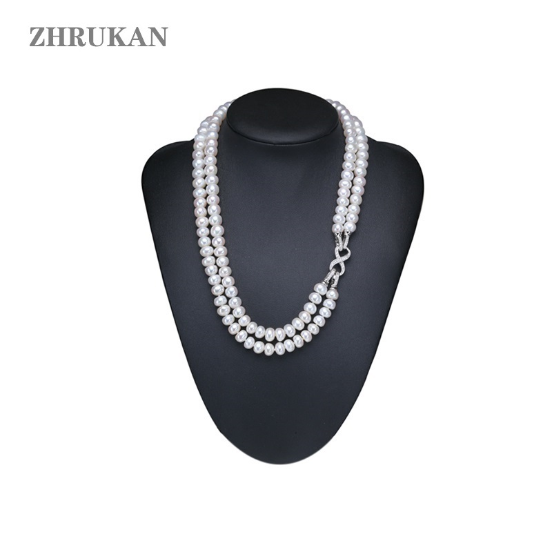 Pearl Trim Chain - น้ำจืดแท้2020สร้อยคอไข่มุก8-9มม.เงินเพิร์ล Chokers สร้อยคอสำหรับผู้หญิงแฟชั่นเครื่องประดับวันเกิดของขวัญ