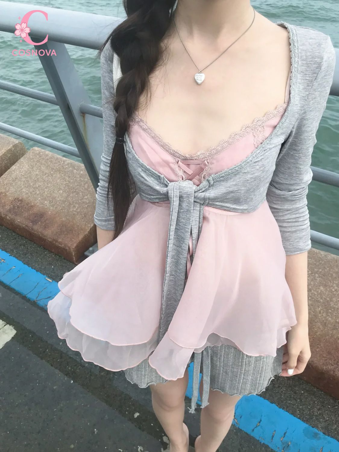 Elastic Lace Trim - ชุดเซ็ต 3 ชิ้น สไตล์เกาหลี หวานซัมเมอร์ สำหรับผู้หญิง