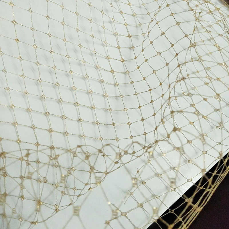 Crystal Mesh Fabric - ผ้าตาข่ายสีดำลายเพชรสำหรับทำผ้าคลุมหน้า ตาข่ายโปร่งใสสำหรับงาน DIY เครื่องประดับศีรษะ ที่คาดผมลายฉลุสำหรับเครื่องแต่งกาย