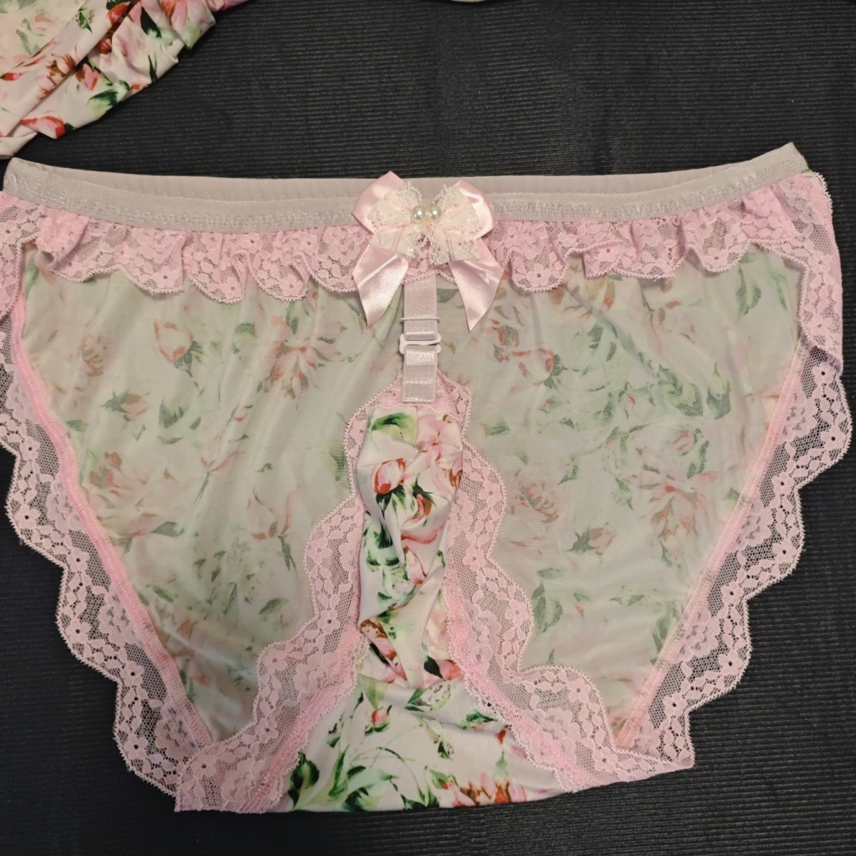 Elastic Lace Trim - กางเกงในชายแฮนด์เมดลายดอกไม้ เซ็กซี่ น่ารัก สำหรับ LGBQT BF