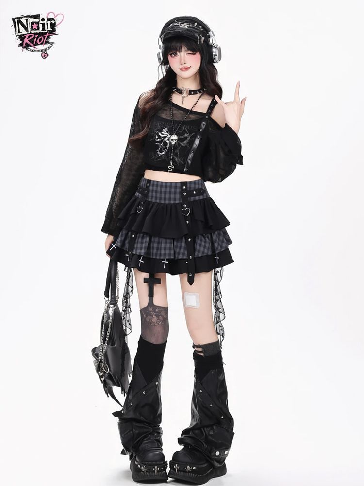 ชุด 3 ชิ้นสไตล์ Y2K พังก์ กอธิ - Elastic Lace Trim บทวิจารณ์และราคา